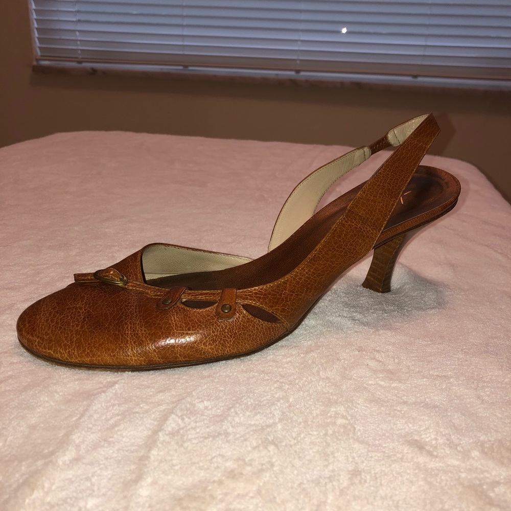 Kenneth Cole Brown Leather Slingback Heels